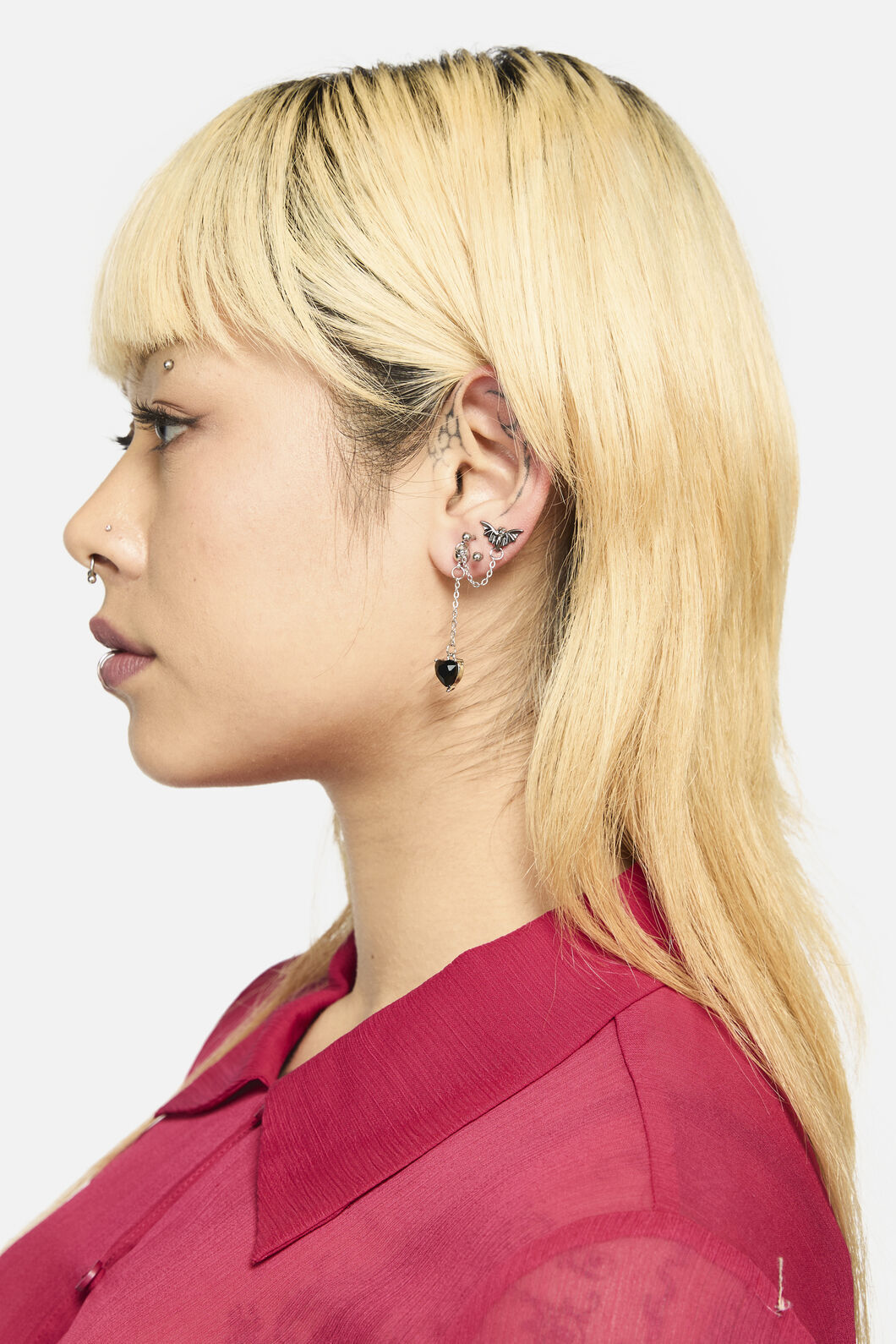 Dangerfield - Double Piercing Bat Earrings - silver