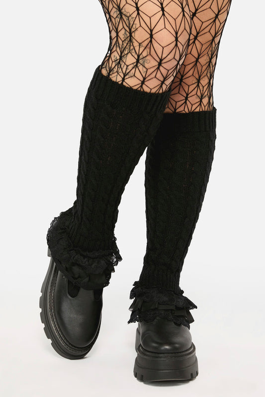 Dangerfield - Lace Bottom Leg Warmers - black