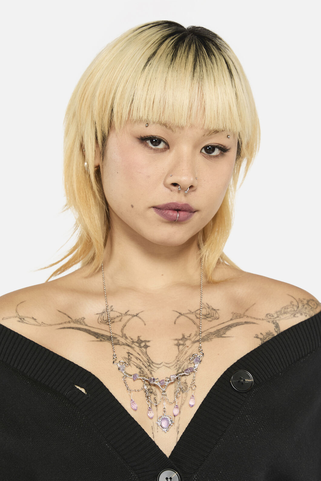 Dangerfield - Lilac Crystal Necklace - silver