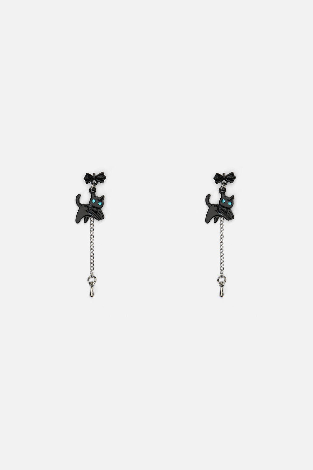 Dangerfield - Bow Cat Drop Earrings - black