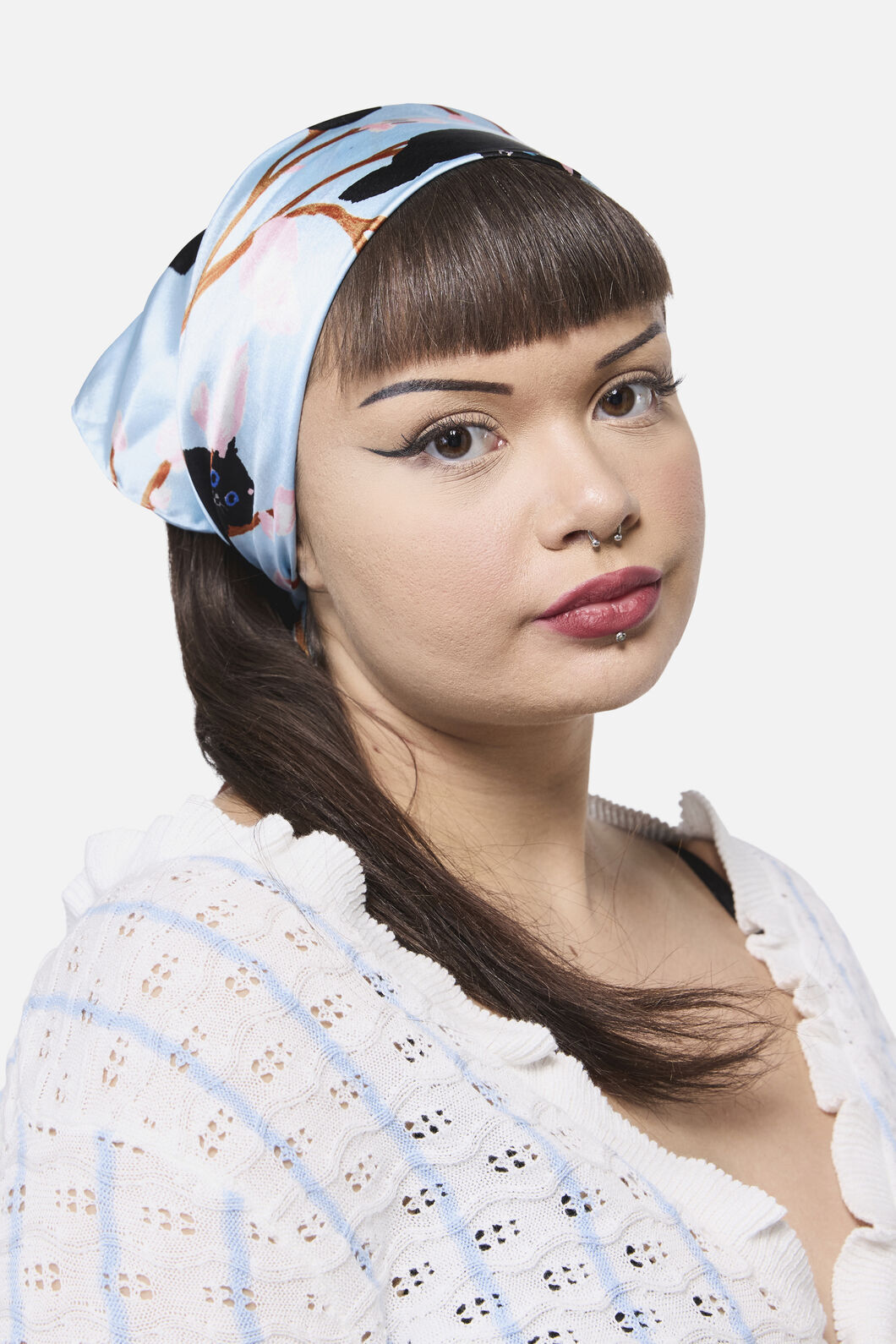 Dangerfield - Pussy Willow Satin Scarf - blue