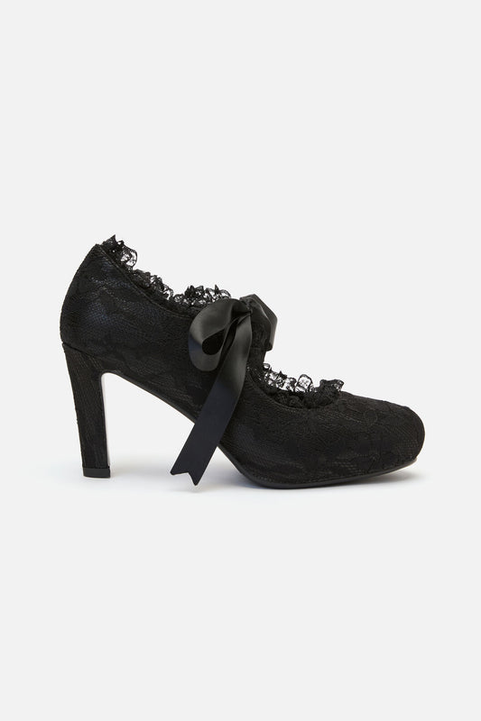 Dangerfield - Lace On Lace Heel - black