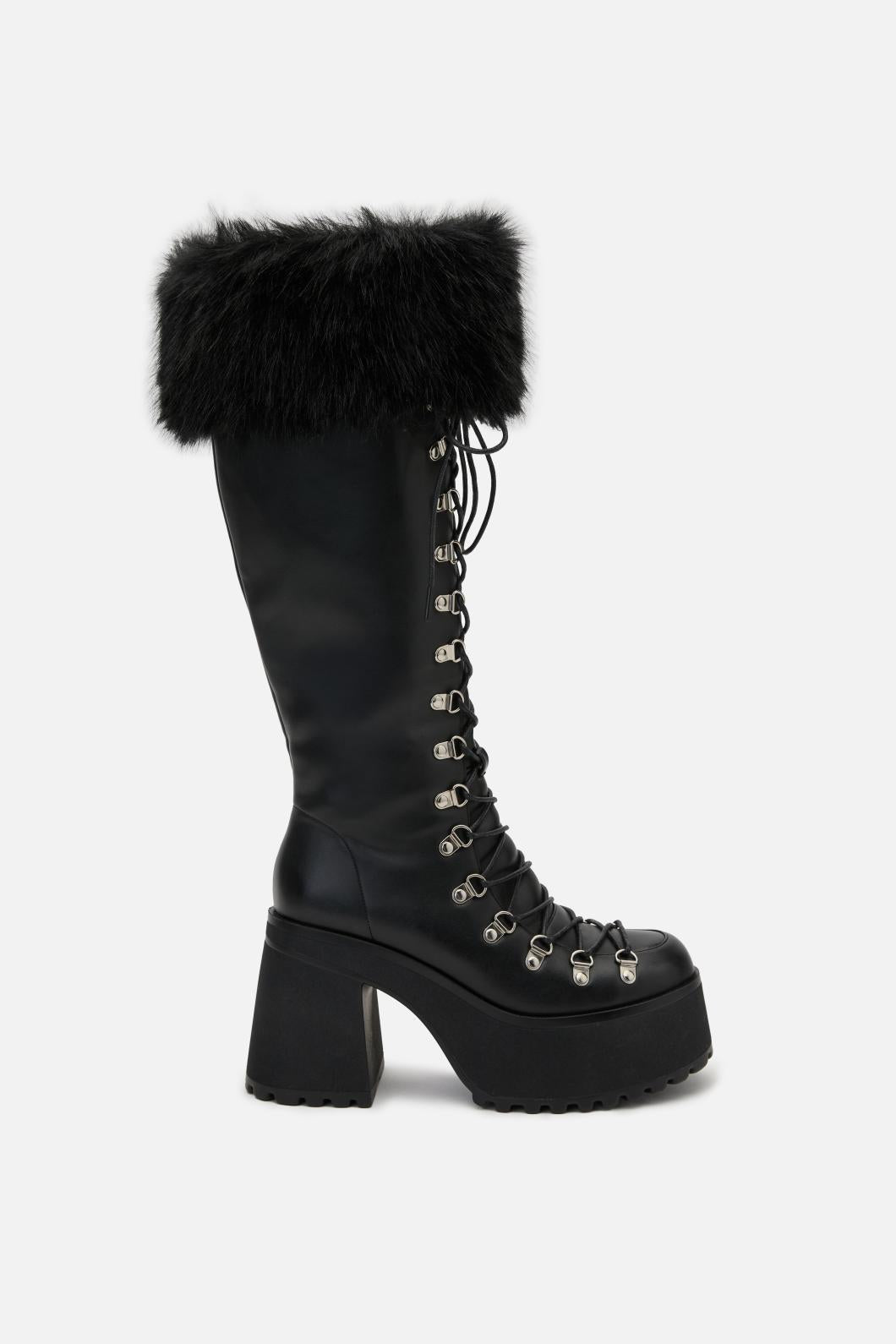 Dangerfield - Removable Faux Fur Knee Boot - black