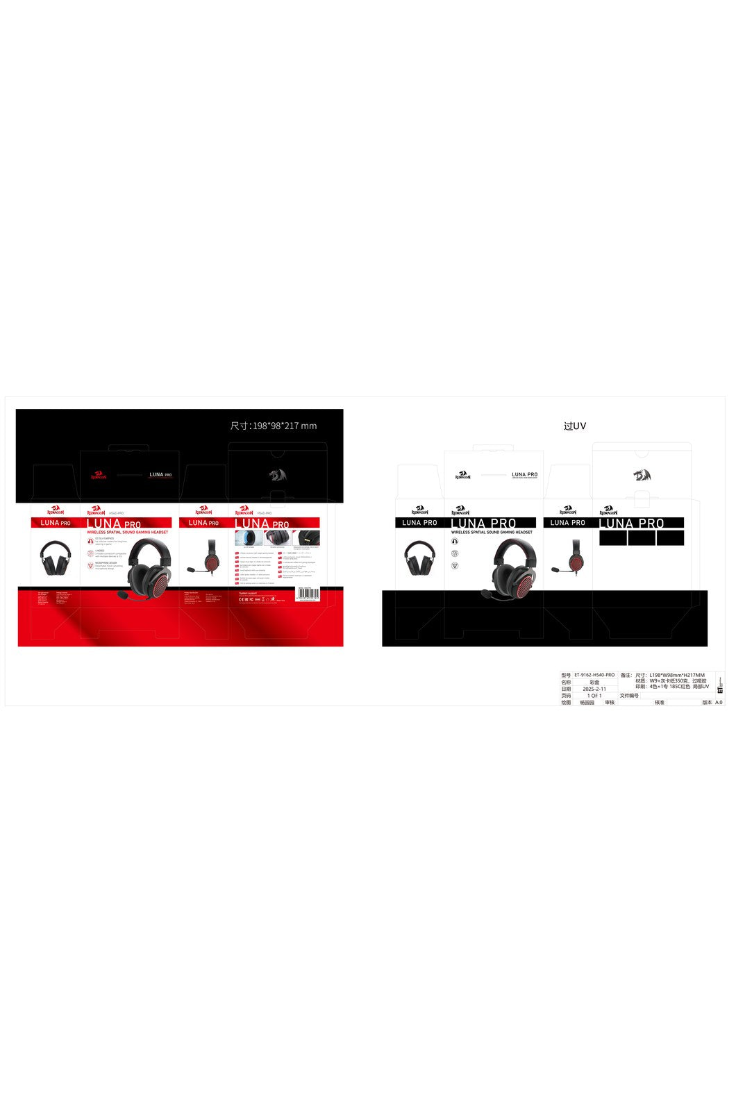 REDRAGON - H540Pro LunaPro W/less Headset - black