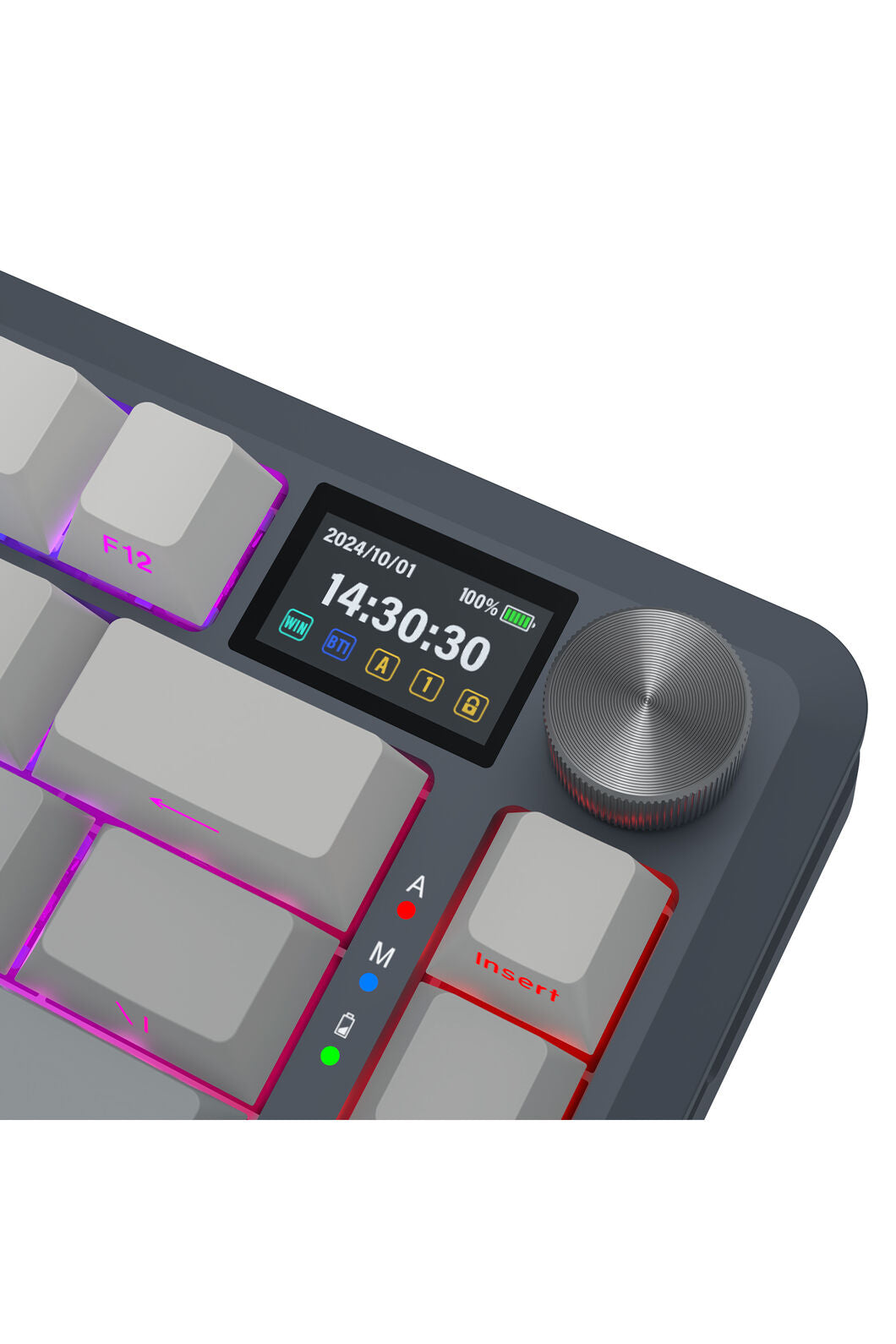 REDRAGON - Redragon K708GG RGB Pro Fleact Charcoal 75% LCD Gasket Wireless Mechanical Keyboard - charcoal