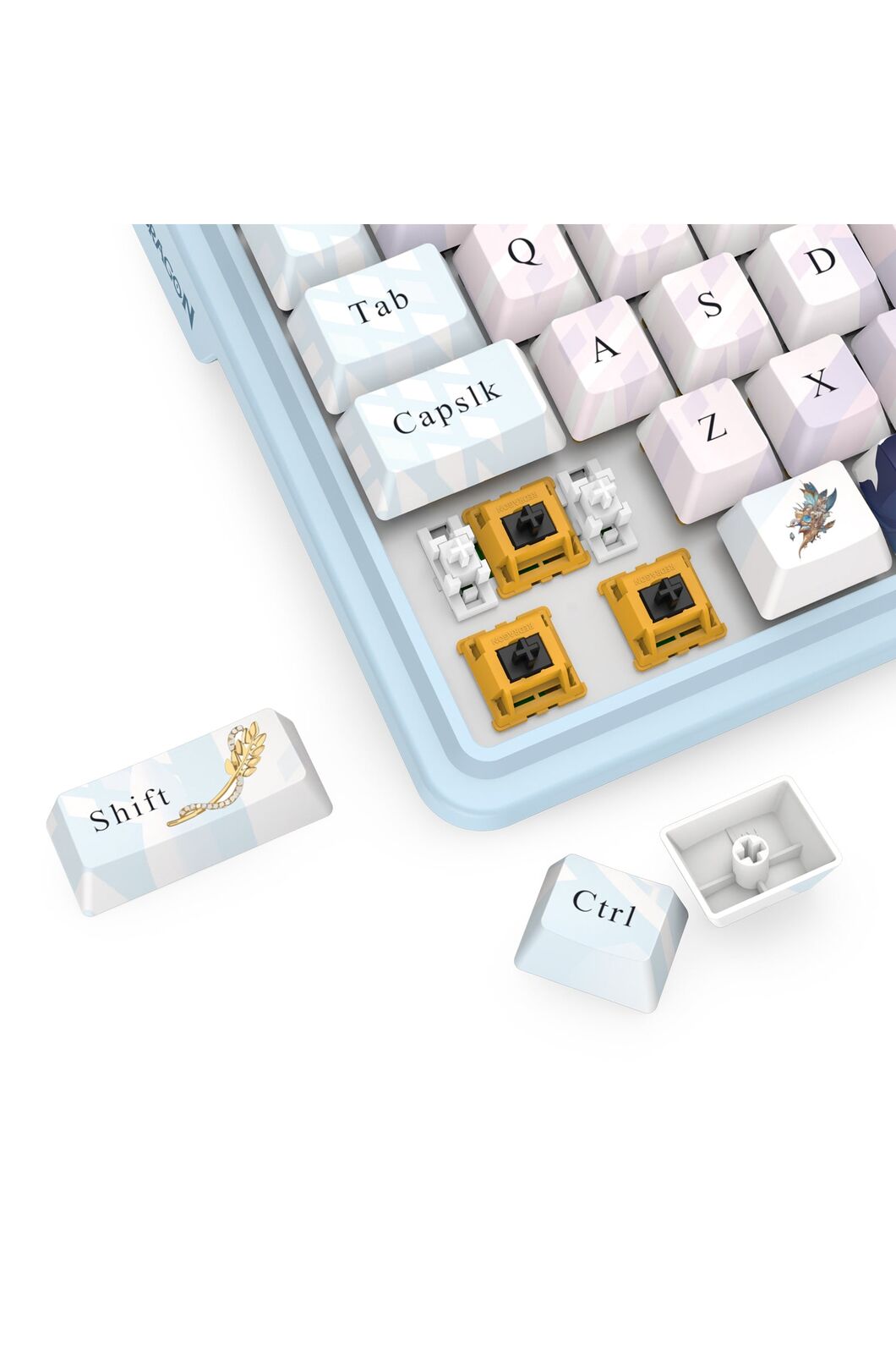 REDRAGON - Redragon K728AK RGB Pro Antonium Pro Blue TKL Noise Dampened Wireless Mechanical Keyboard - blue