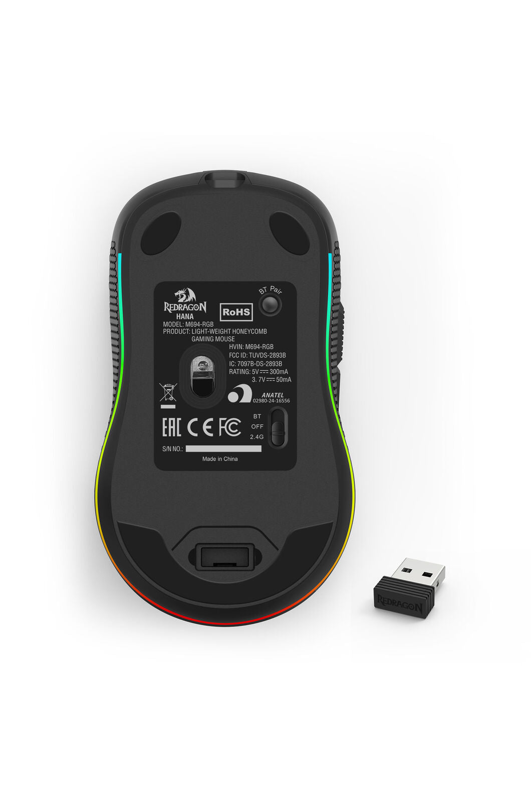 REDRAGON - M694-RGB 3xMode Hana Mouse - black