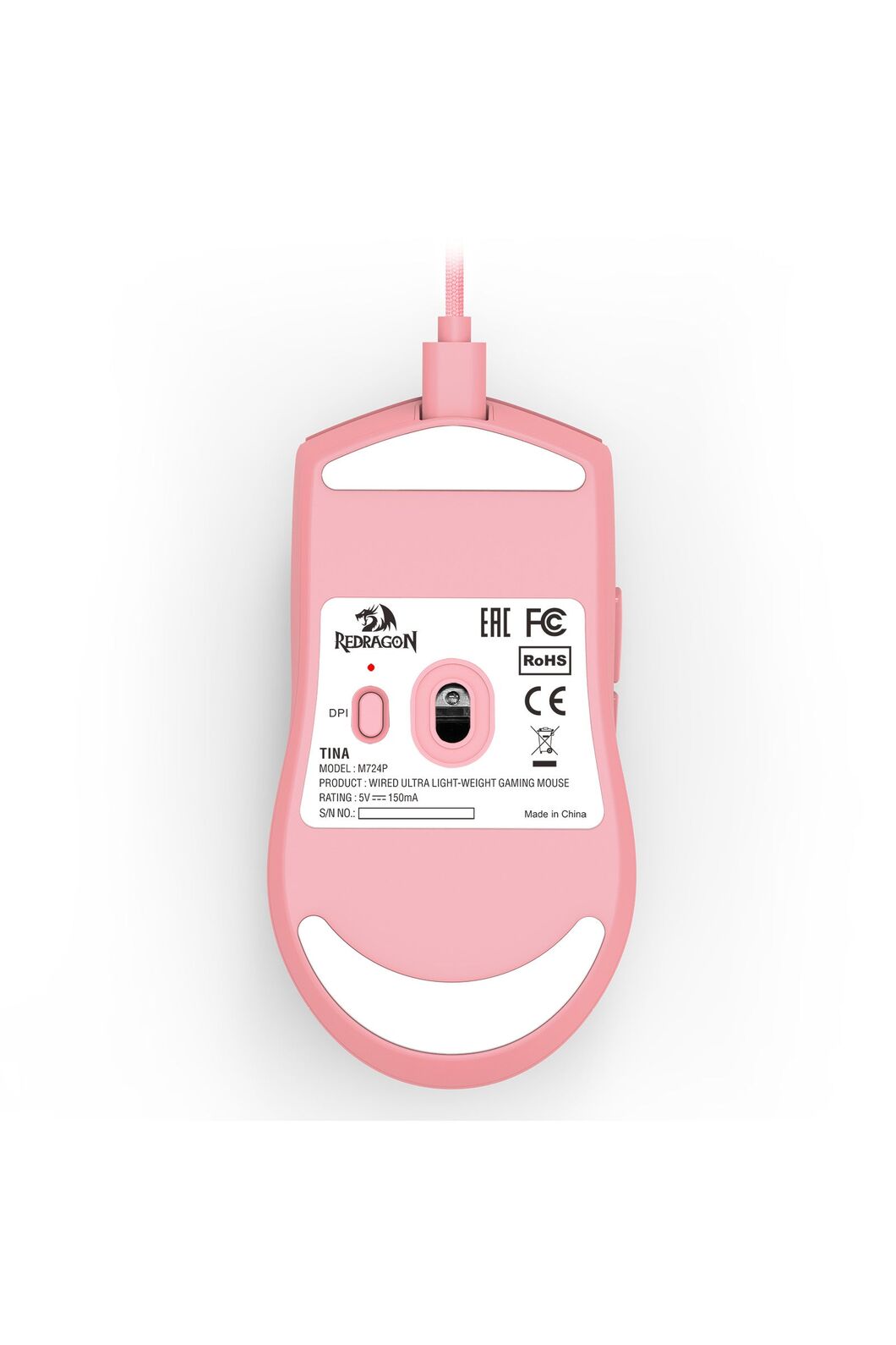 REDRAGON - Redragon M724P Throne Pink Ultra-Light 42g Wired 12400 DPI Gaming Mouse - pink