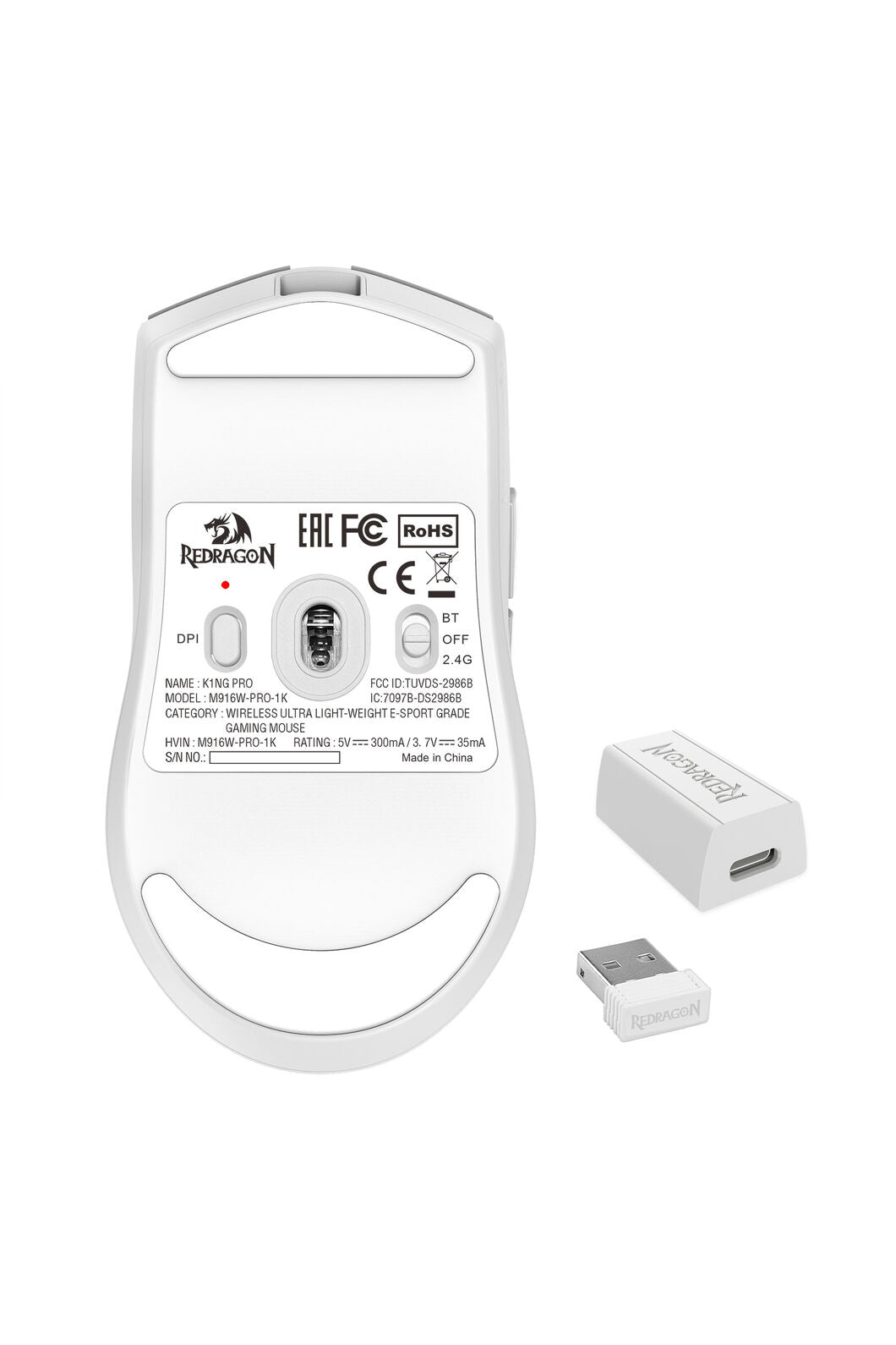 REDRAGON - M916-PRO-4K K1ng Pro Mouse - white