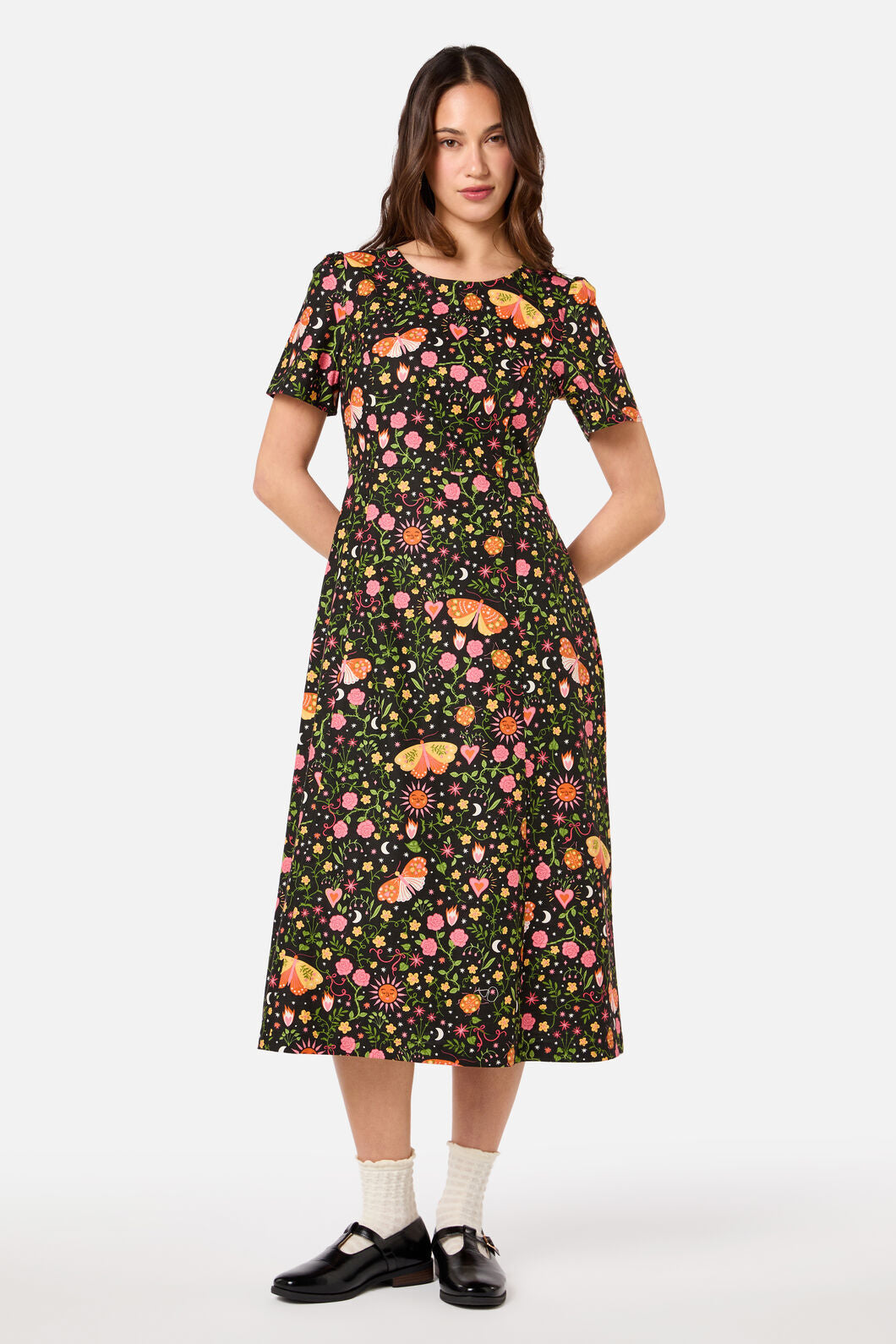 Princess Highway - Folk Art Midi Dress - pink