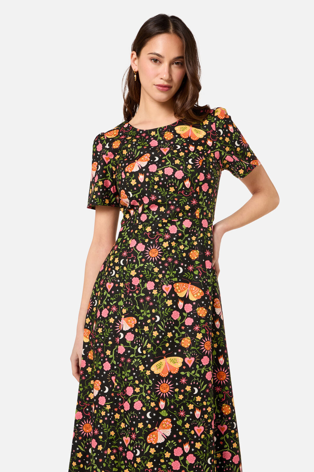 Princess Highway - Folk Art Midi Dress - pink