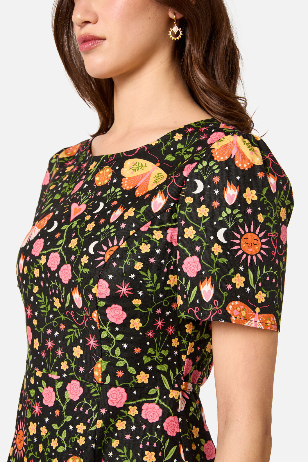 Princess Highway - Folk Art Midi Dress - pink