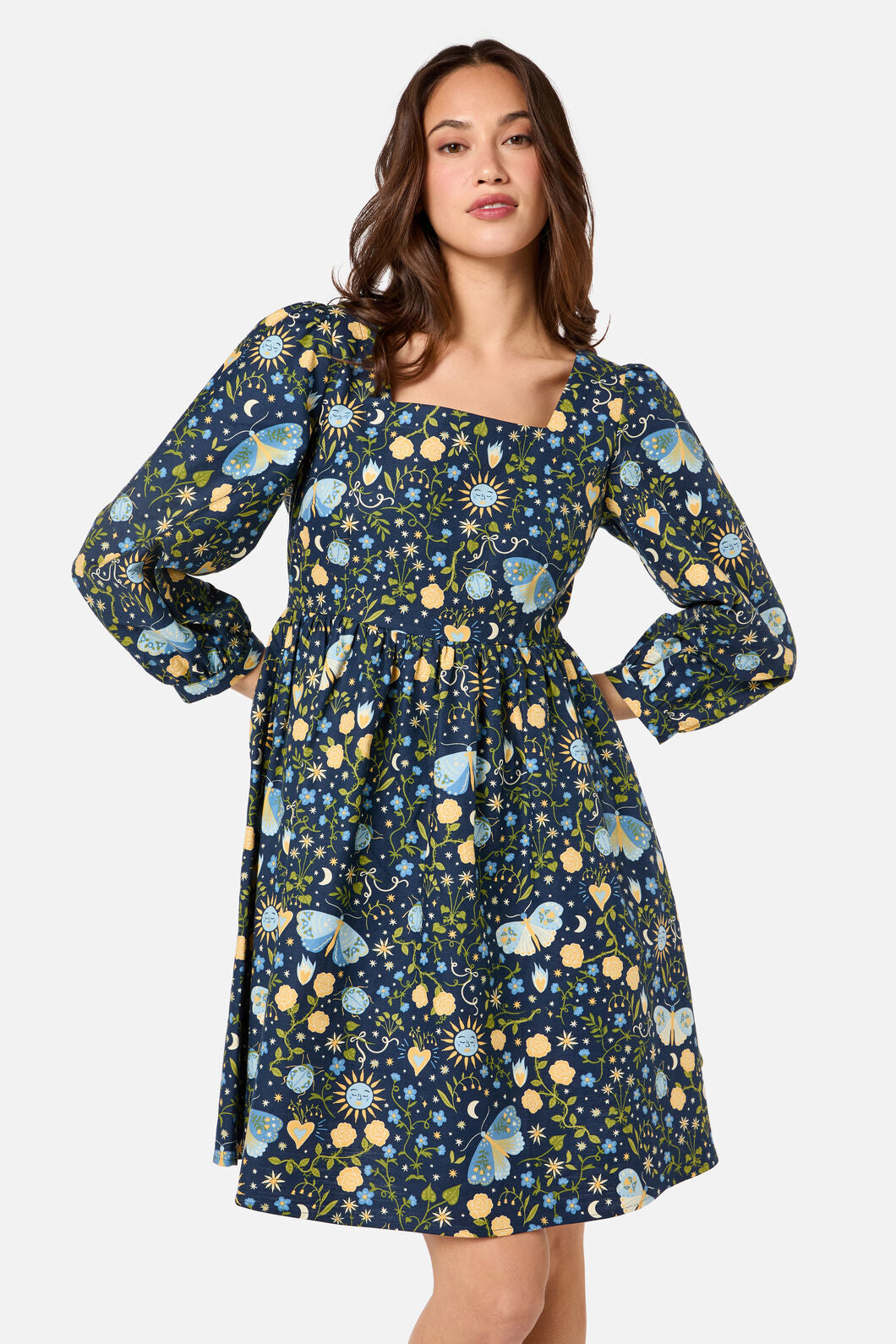 Princess Highway - Folk Art Mini Dress - blue