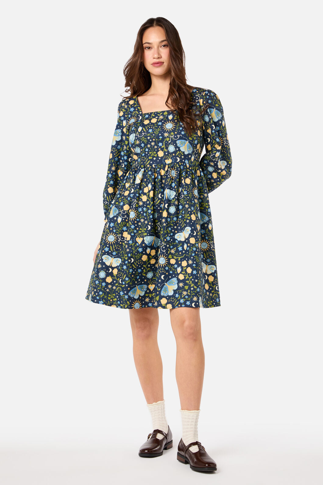 Princess Highway - Folk Art Mini Dress - blue