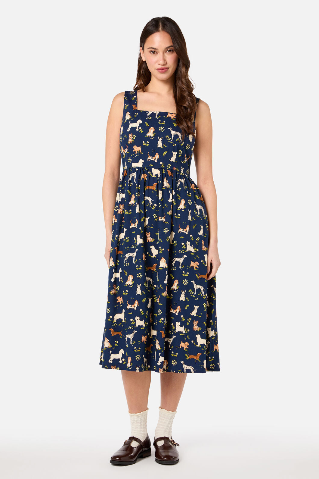 Princess Highway - Cute Dogs Midi Dress - navy