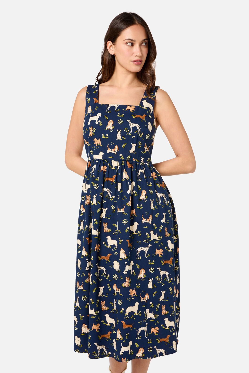 Princess Highway - Cute Dogs Midi Dress - navy