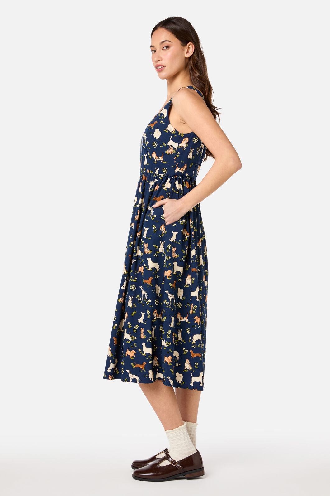 Princess Highway - Cute Dogs Midi Dress - navy