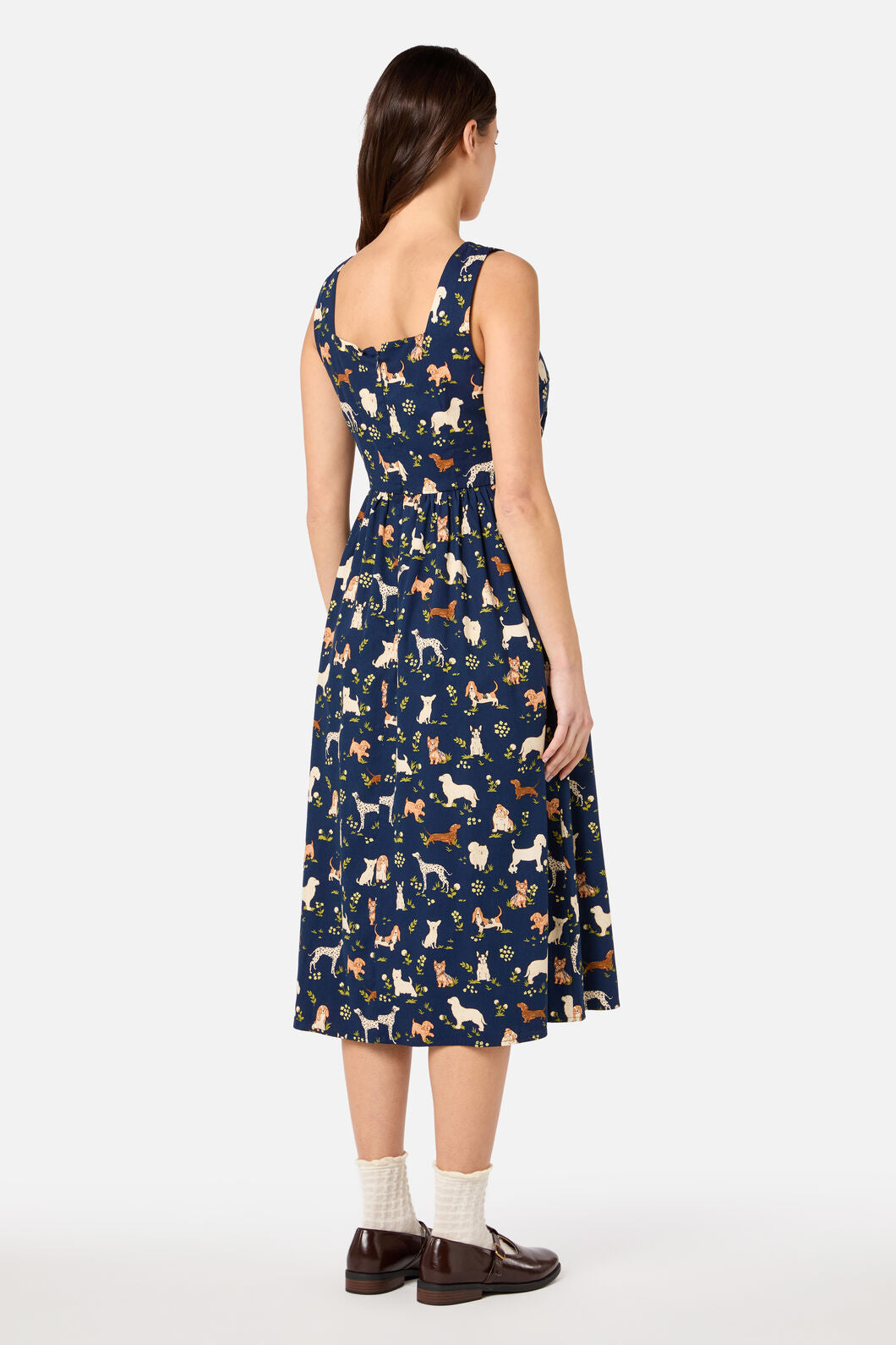 Princess Highway - Cute Dogs Midi Dress - navy