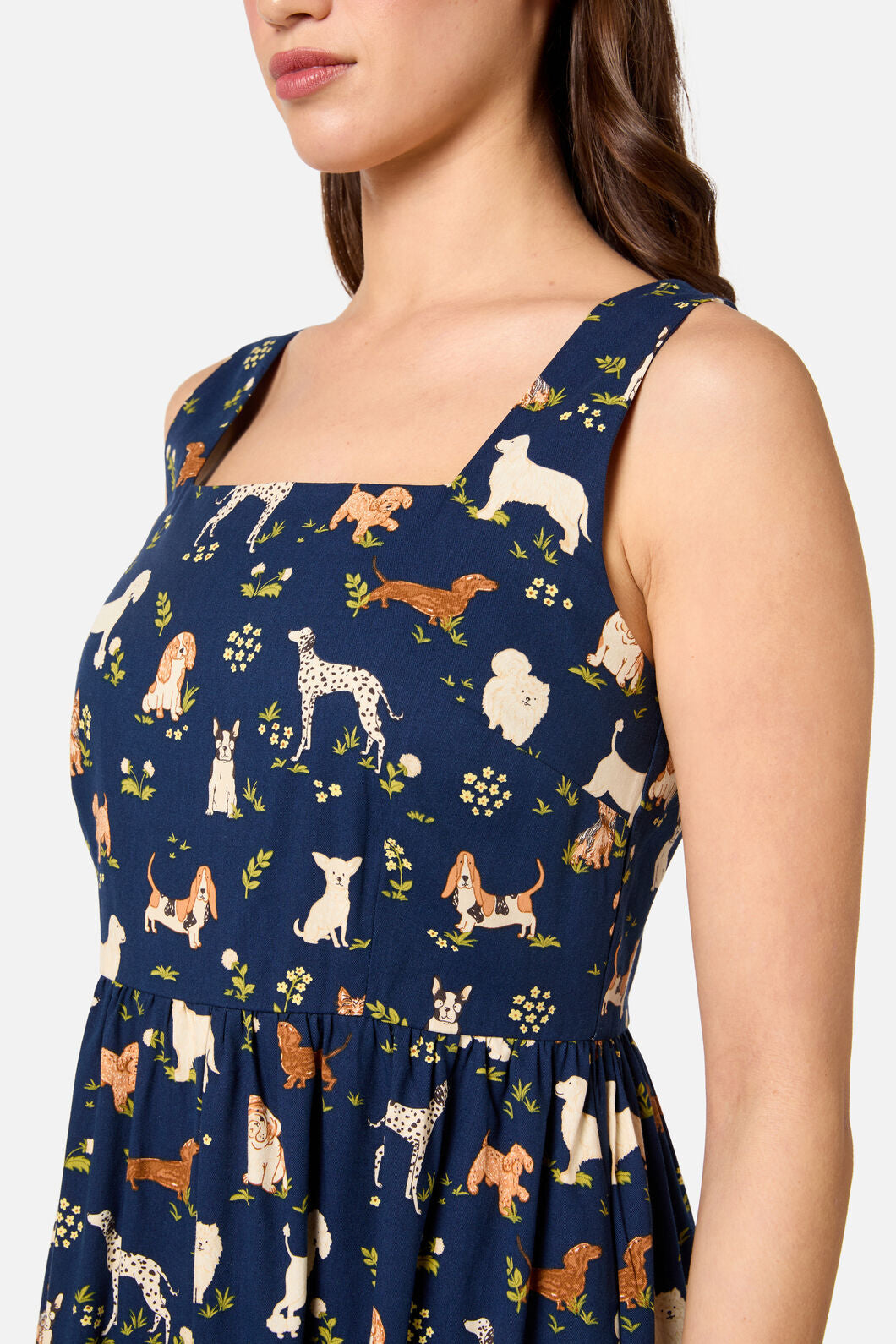 Princess Highway - Cute Dogs Midi Dress - navy