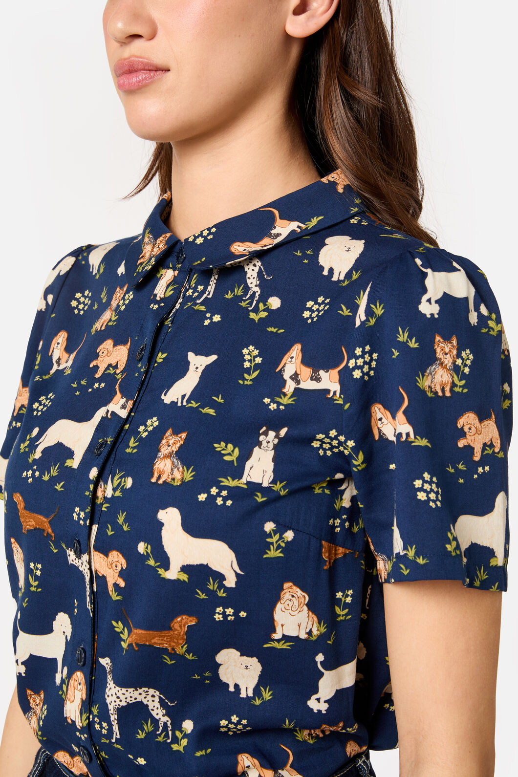 Princess Highway - Cute Dogs Blouse - navy