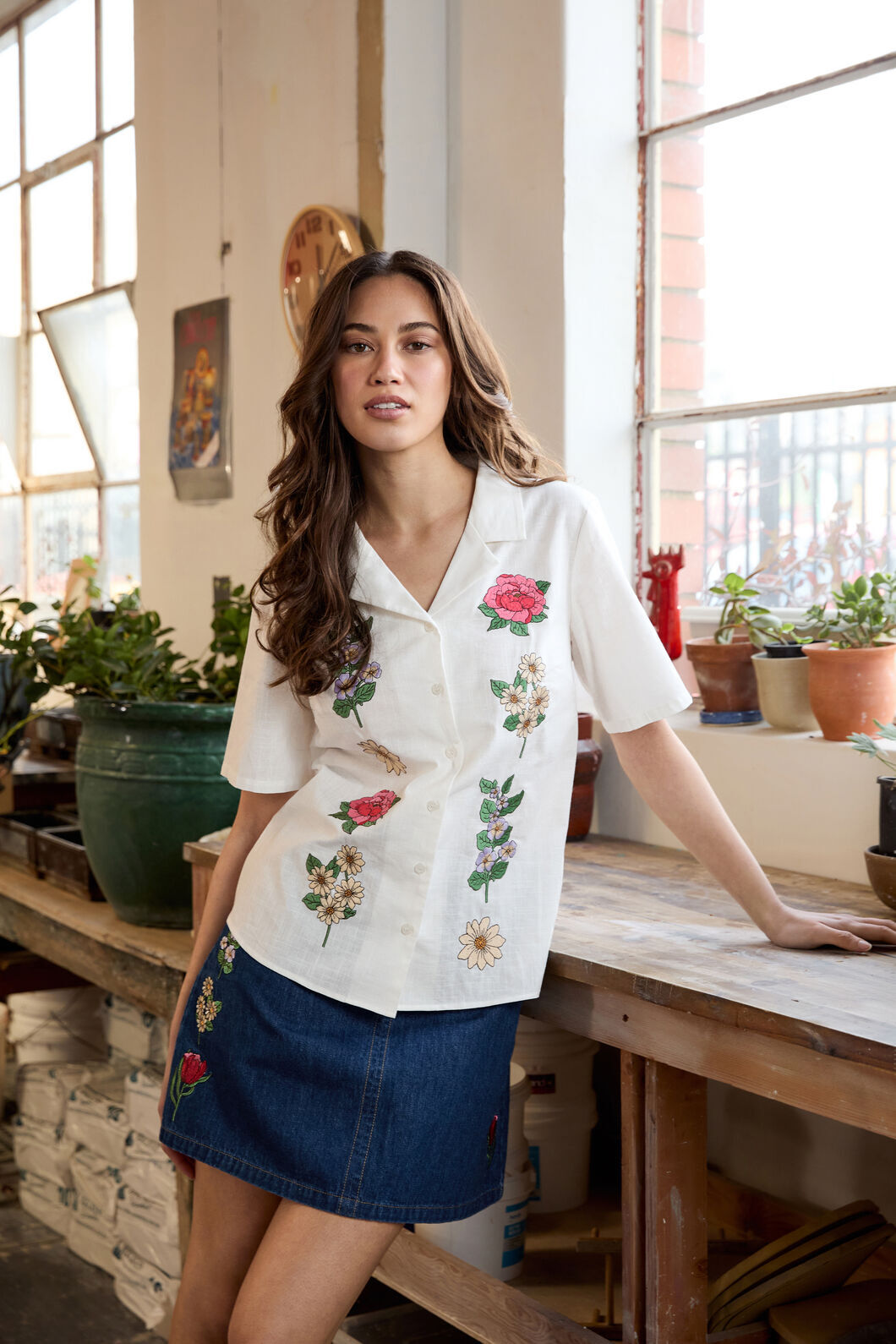 Princess Highway - Fleur Embroidered Shirt - cream