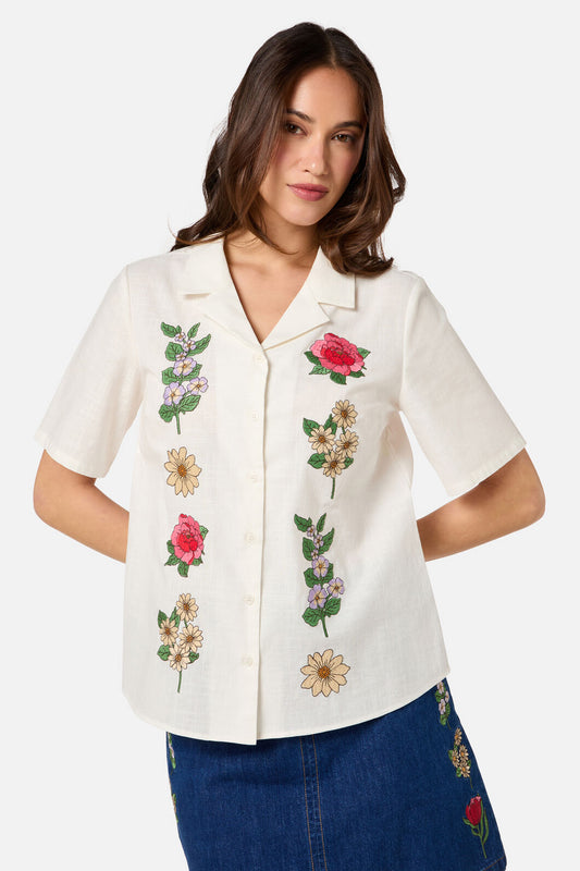 Princess Highway - Fleur Embroidered Shirt - cream