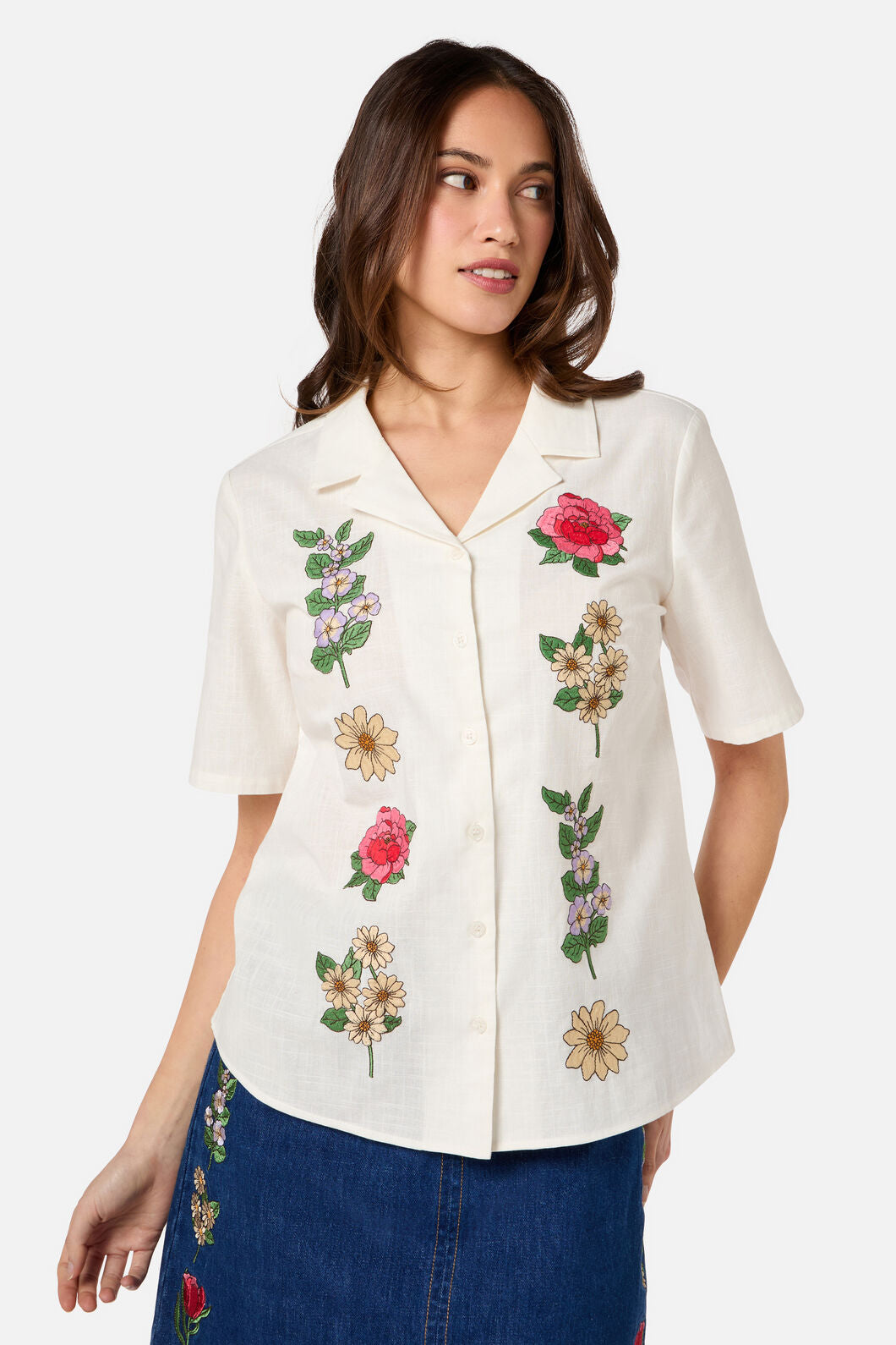 Princess Highway - Fleur Embroidered Shirt - cream