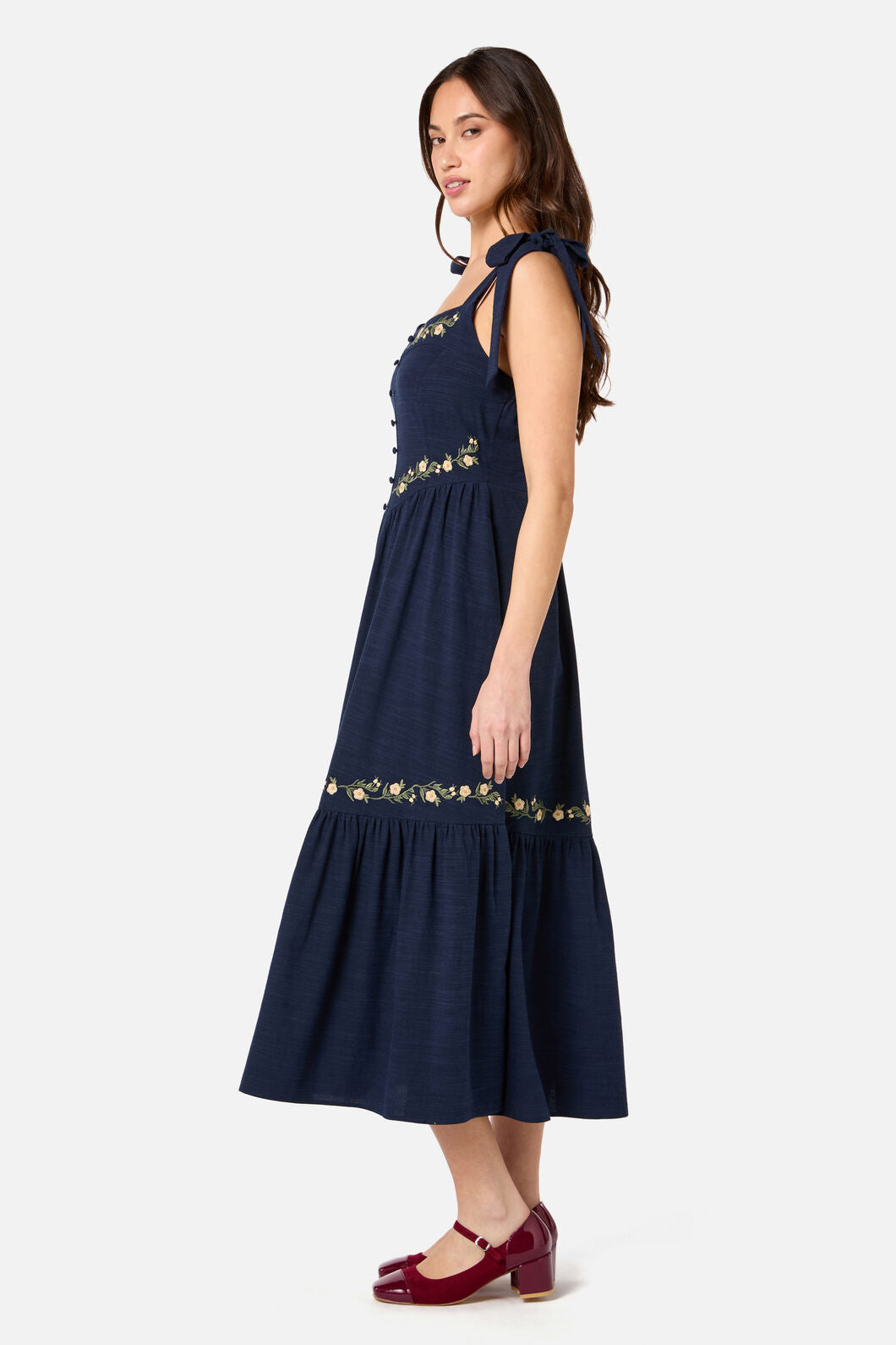 Princess Highway - Esme Embroidered Midi Dress - navy