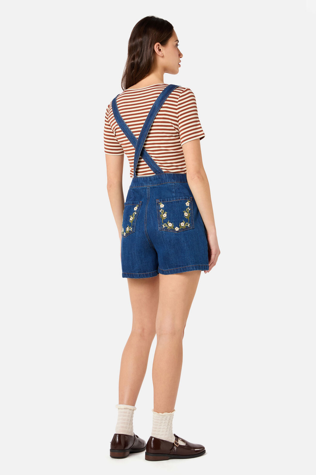 Princess Highway - Esme Embroidered Short Overall - blue-denim