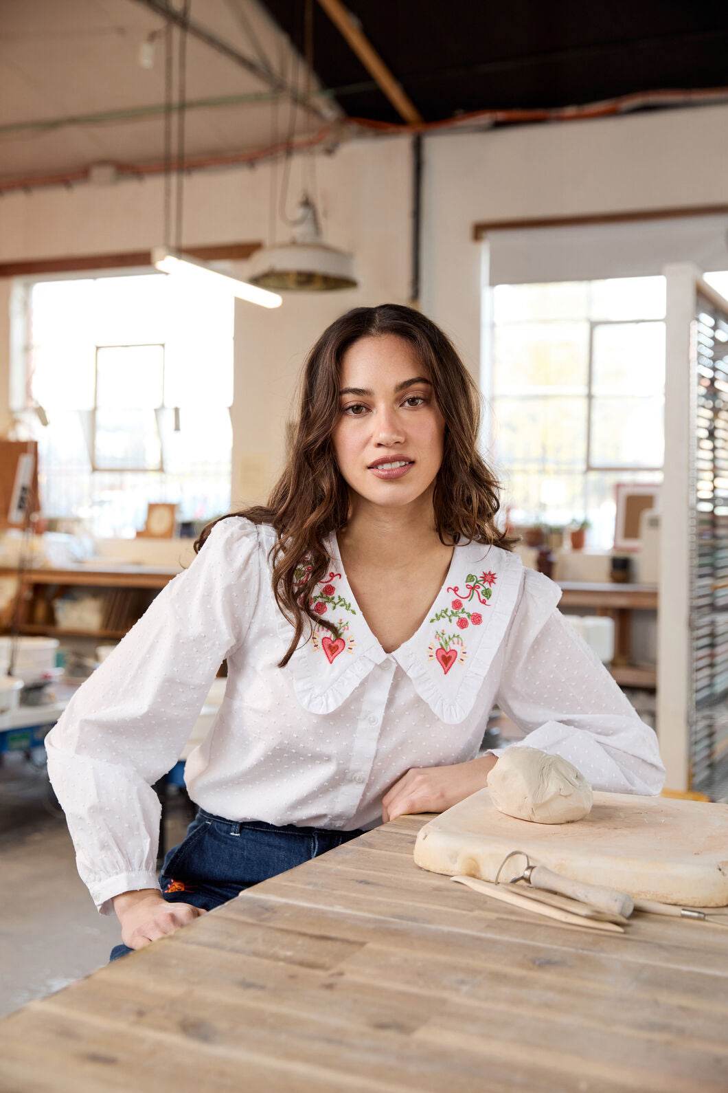 Princess Highway - Folk Art Embroidered Blouse - white
