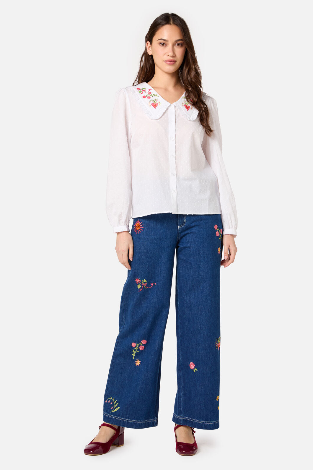 Princess Highway - Folk Art Embroidered Blouse - white