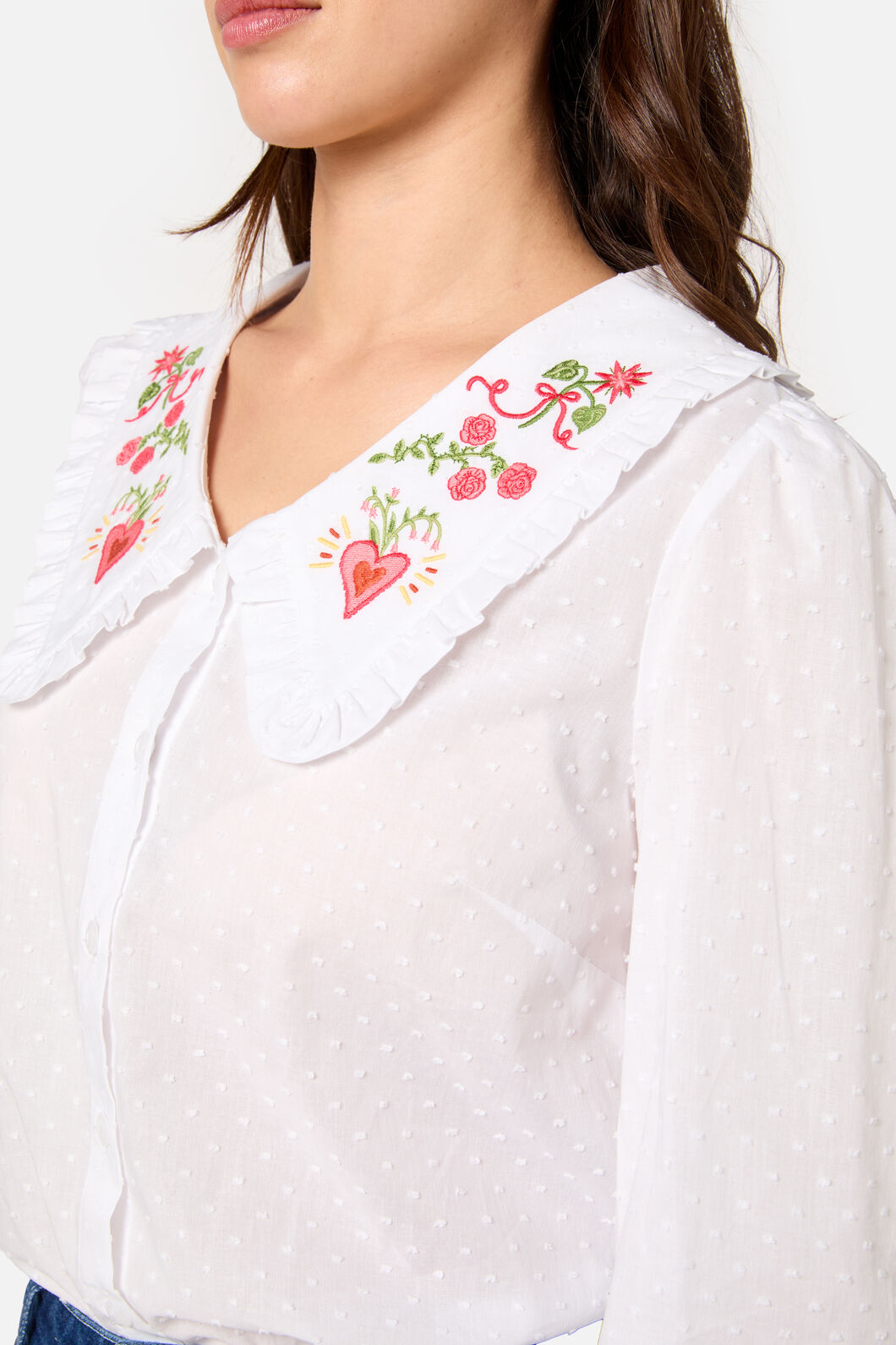 Princess Highway - Folk Art Embroidered Blouse - white