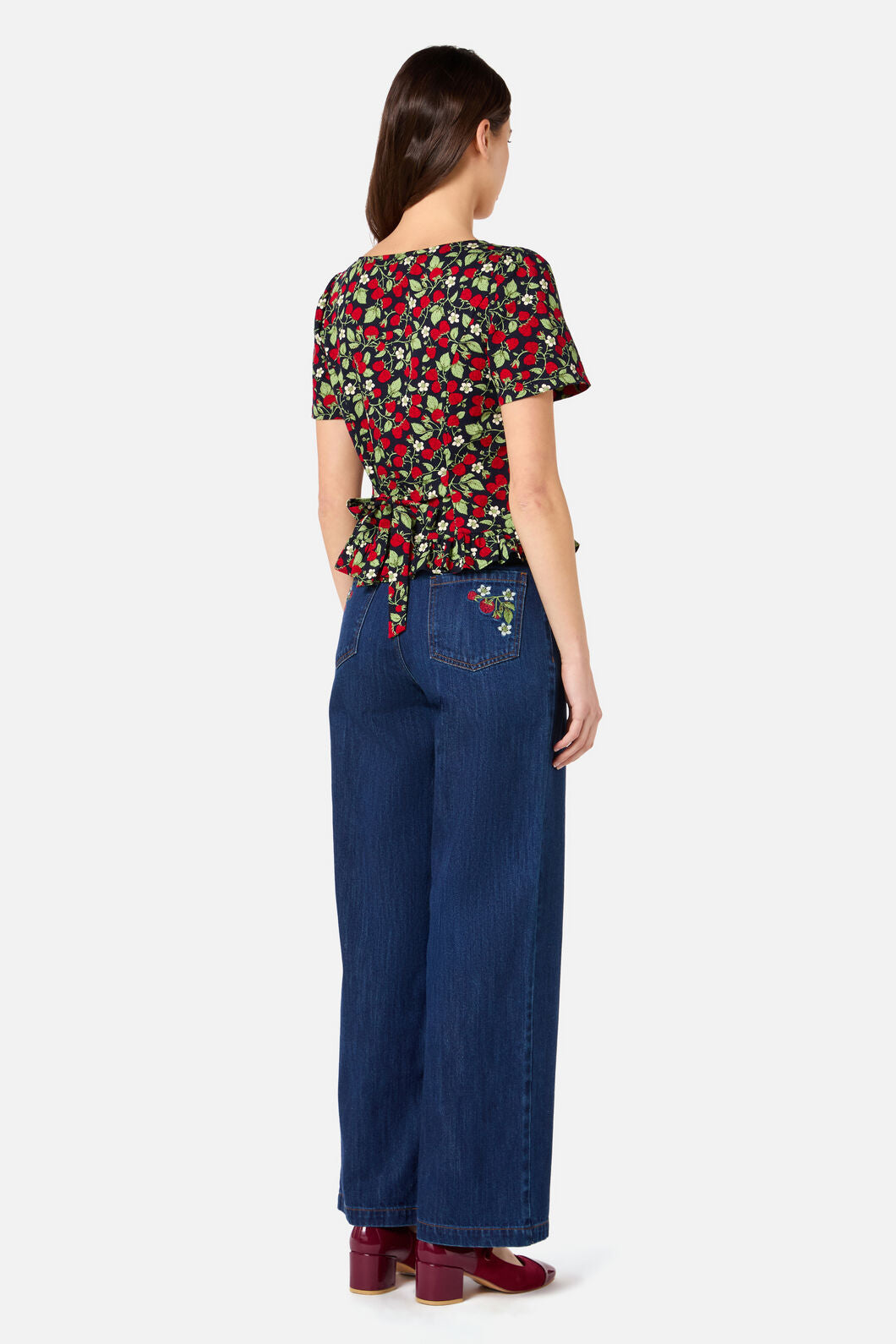 Princess Highway - Raspberry Short Sleeve Top - navy