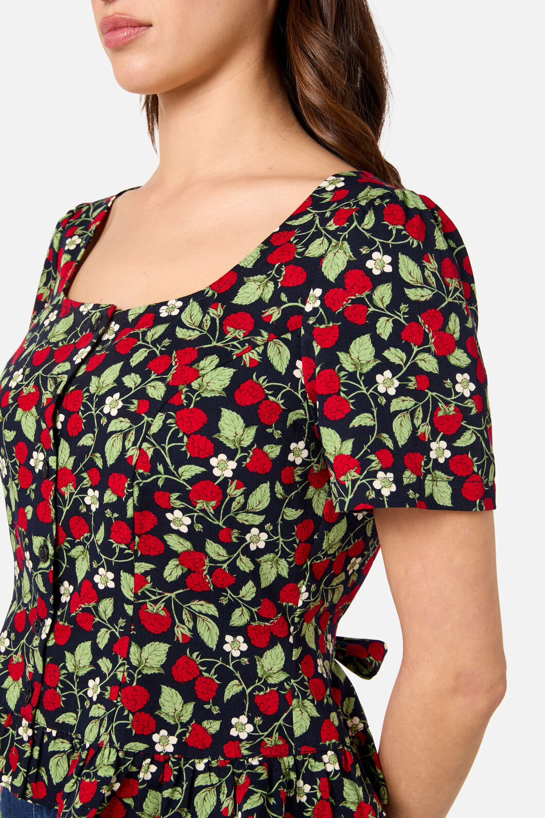 Princess Highway - Raspberry Short Sleeve Top - navy