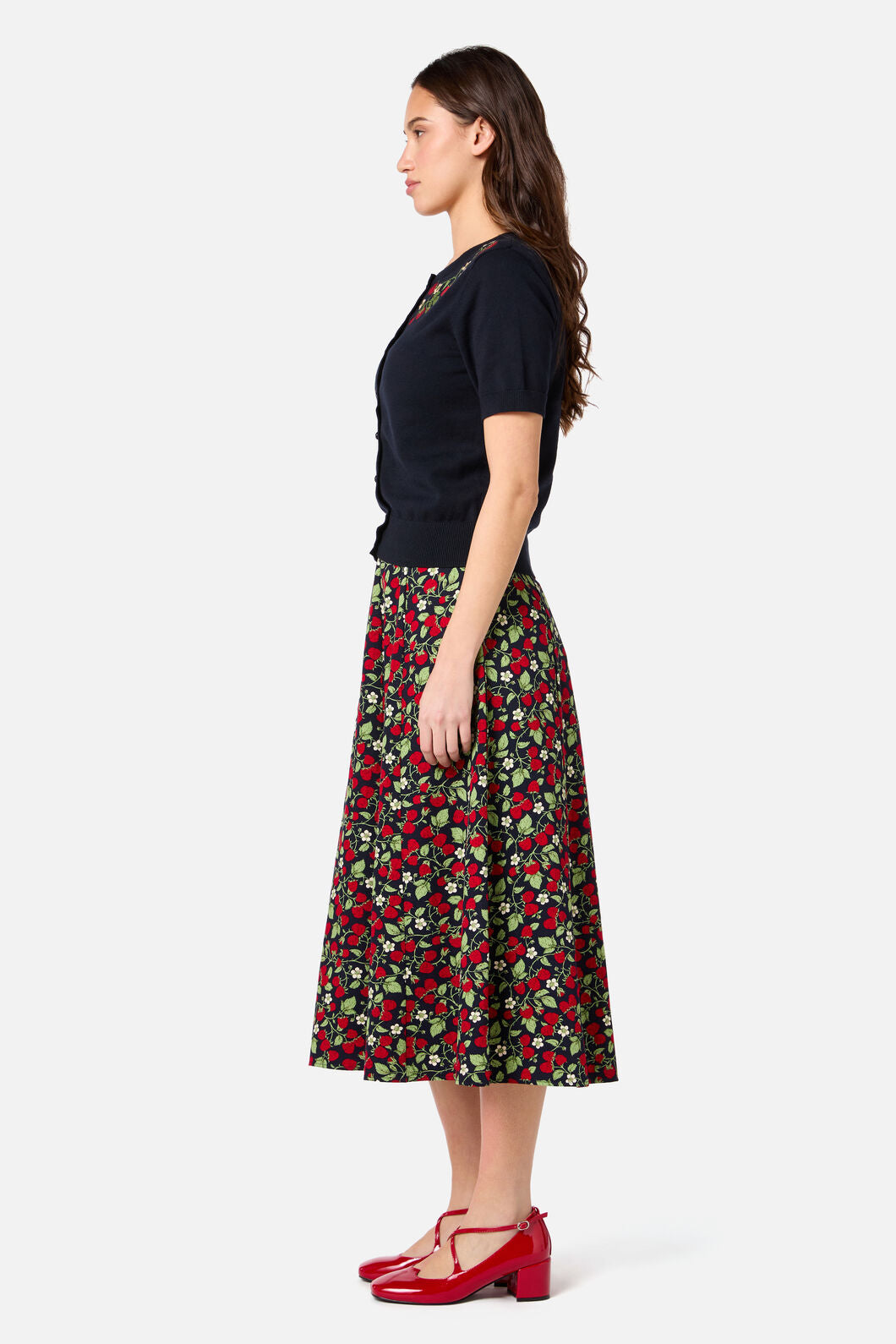 Princess Highway - Raspberry Embroidered Cardigan - navy
