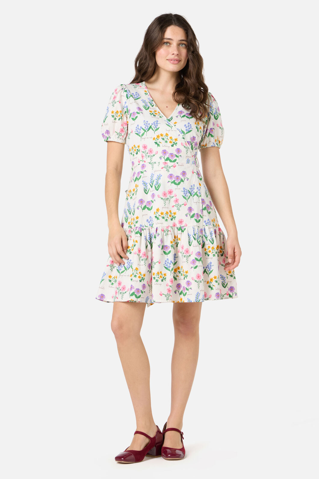 Princess Highway - Cottage Garden Mini Wrap Dress - cream
