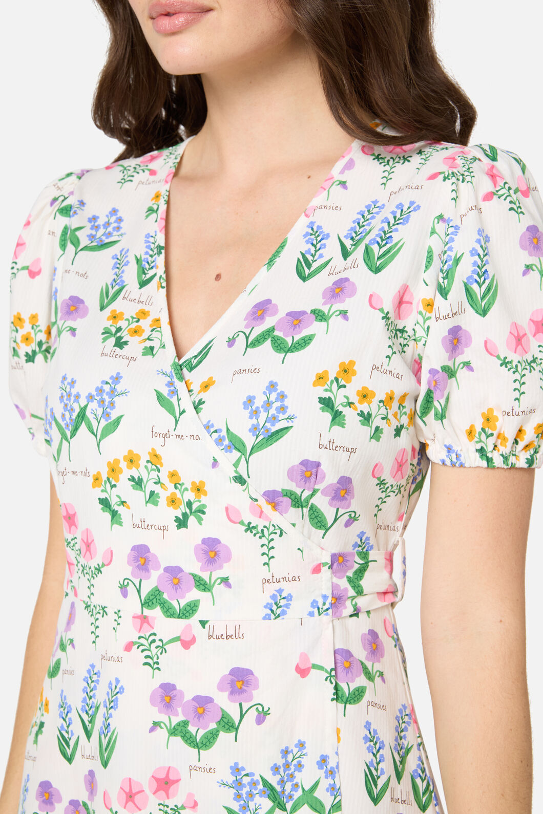 Princess Highway - Cottage Garden Mini Wrap Dress - cream