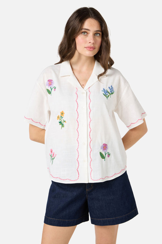 Princess Highway - Flower Patch Emb Shirt - cream