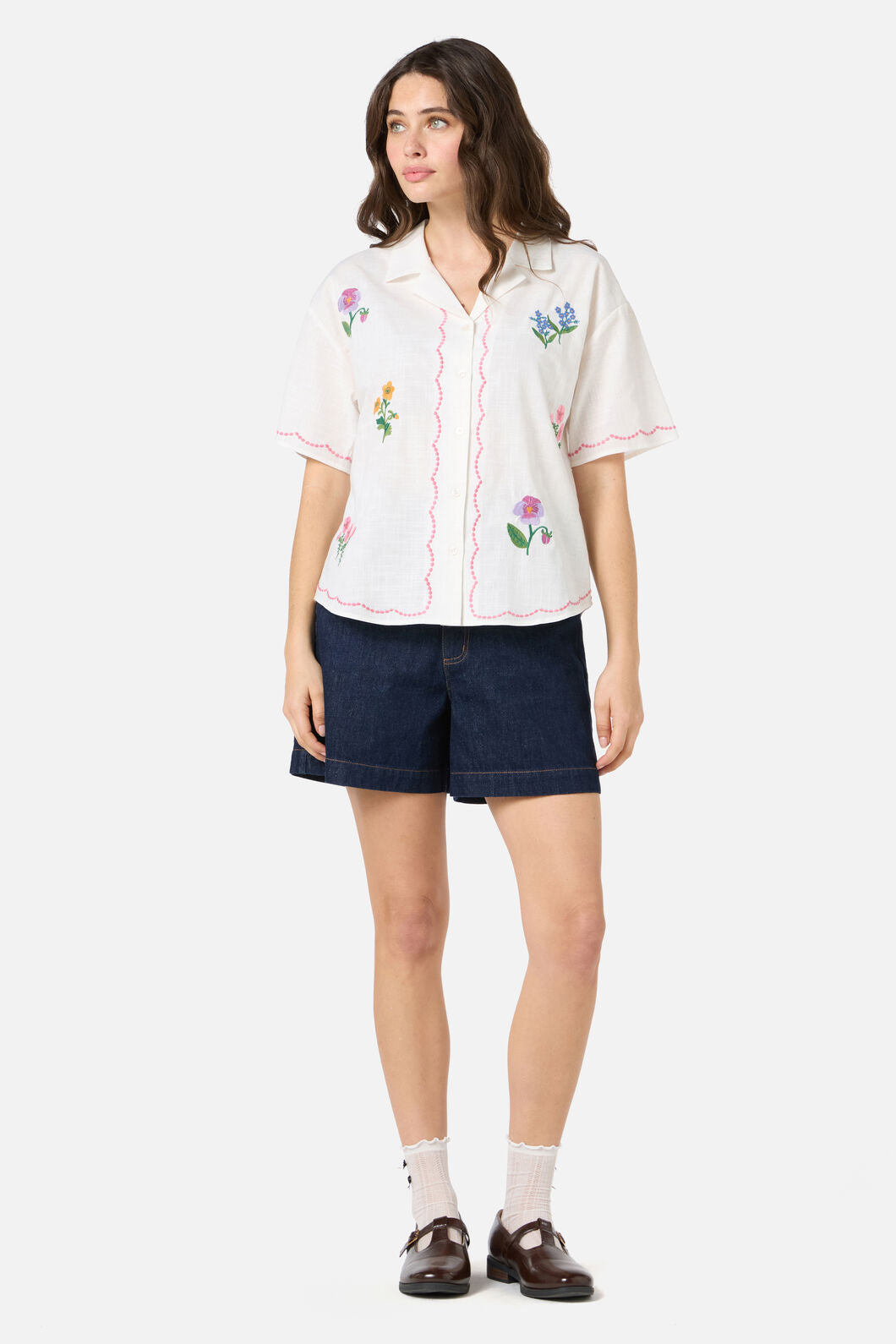 Princess Highway - Flower Patch Emb Shirt - cream