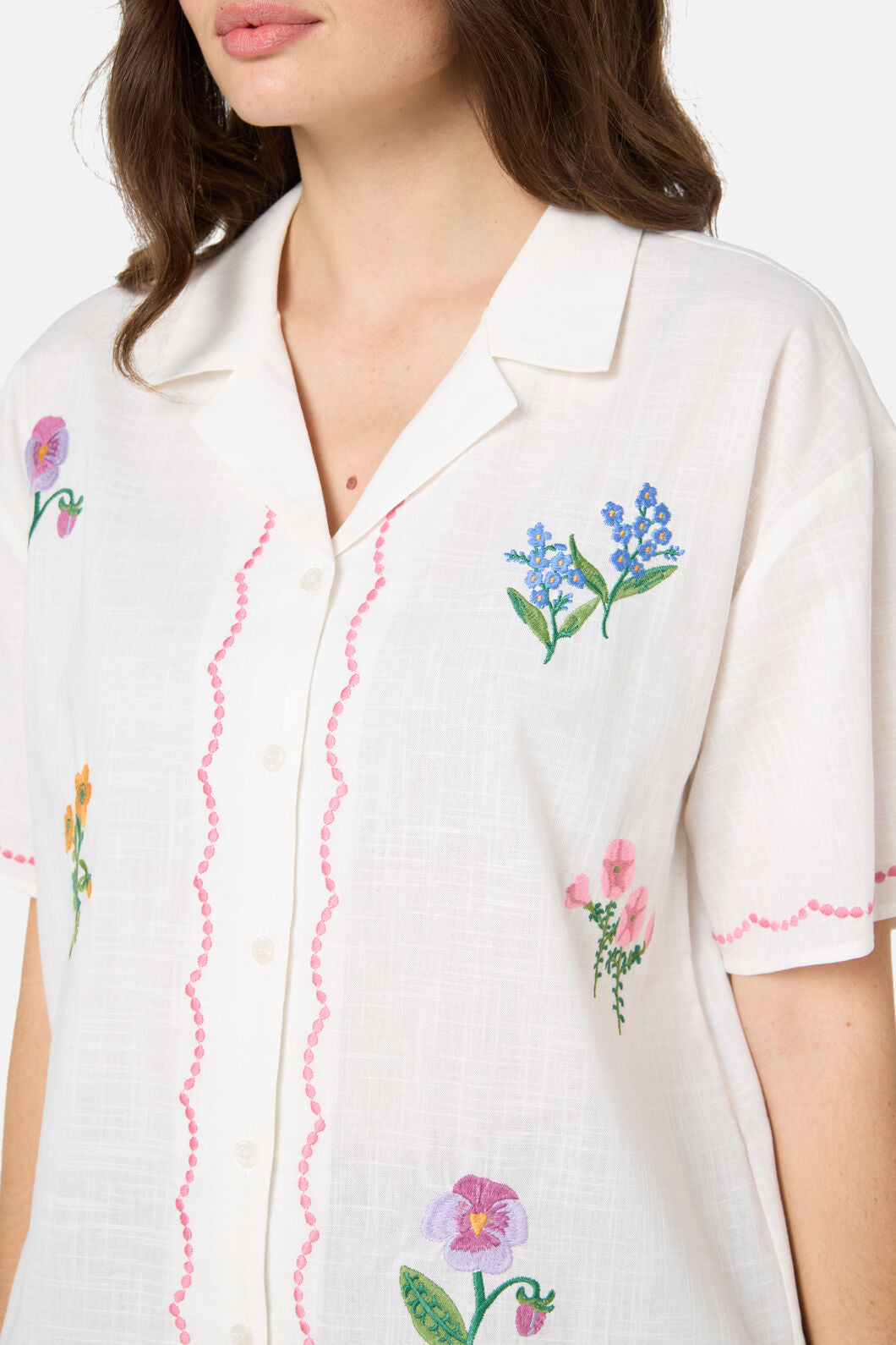 Princess Highway - Flower Patch Emb Shirt - cream