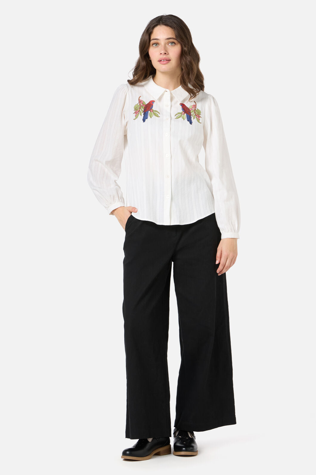 Princess Highway - Rosella Embroidered Shirt - cream