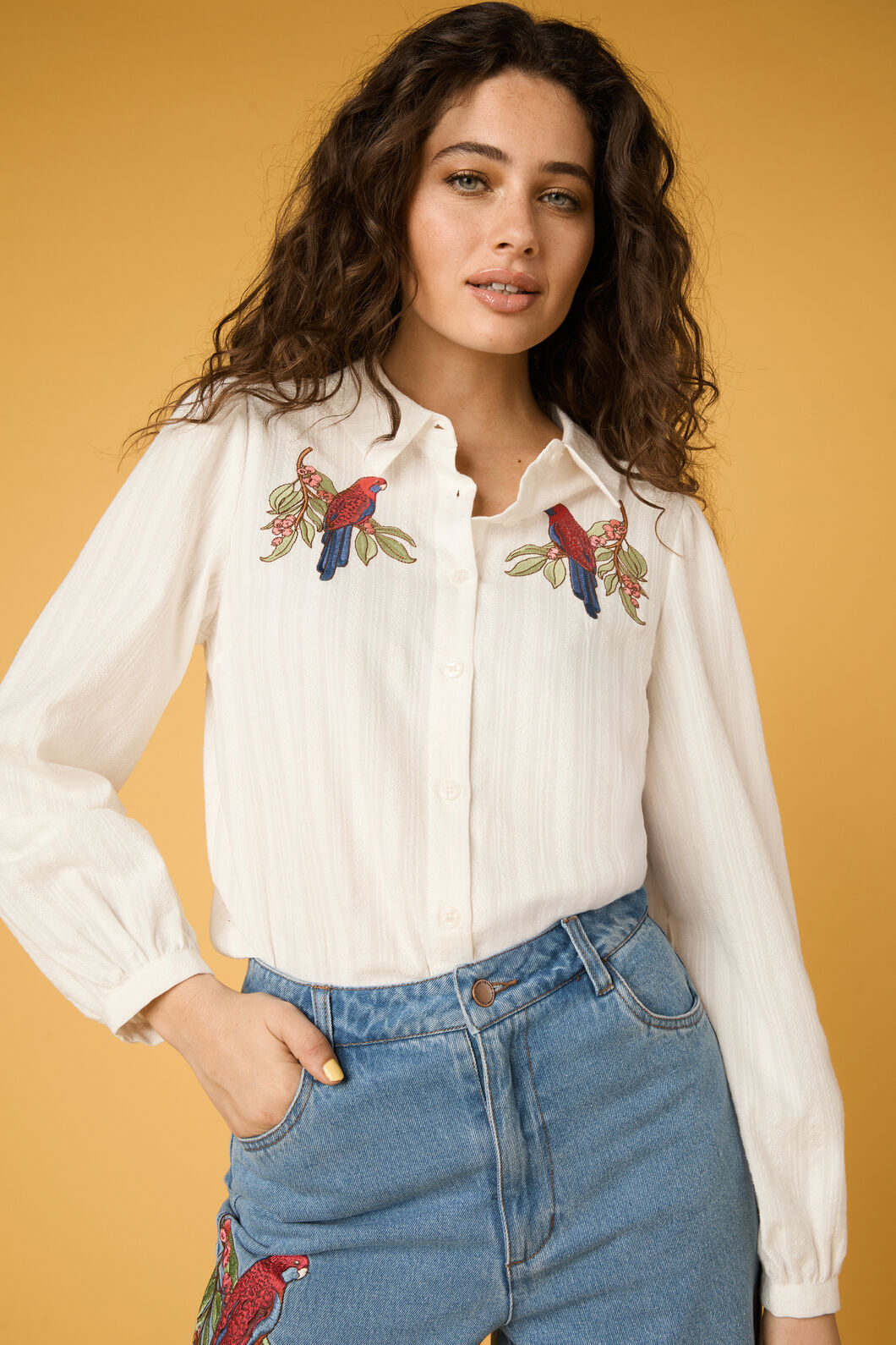 Princess Highway - Rosella Embroidered Shirt - cream