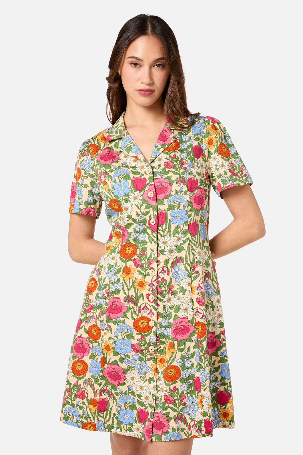 Princess Highway - Floral Field Shirt Dress - cream