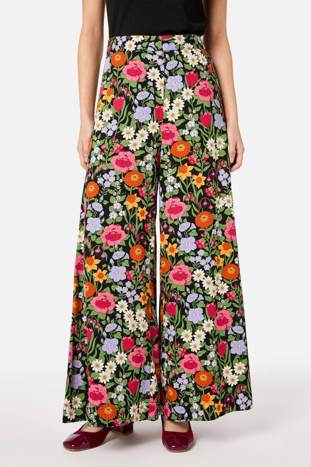 Princess Highway - Floral Field Palazzo Pant - black