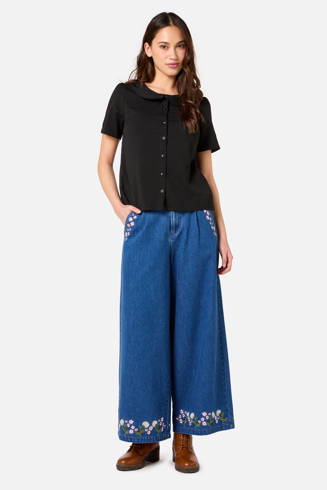 Princess Highway - Aster Short Sleeve Blouse - black