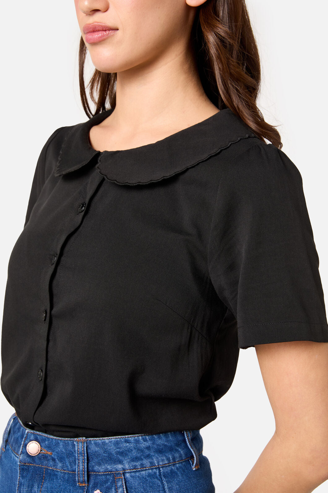 Princess Highway - Aster Short Sleeve Blouse - black