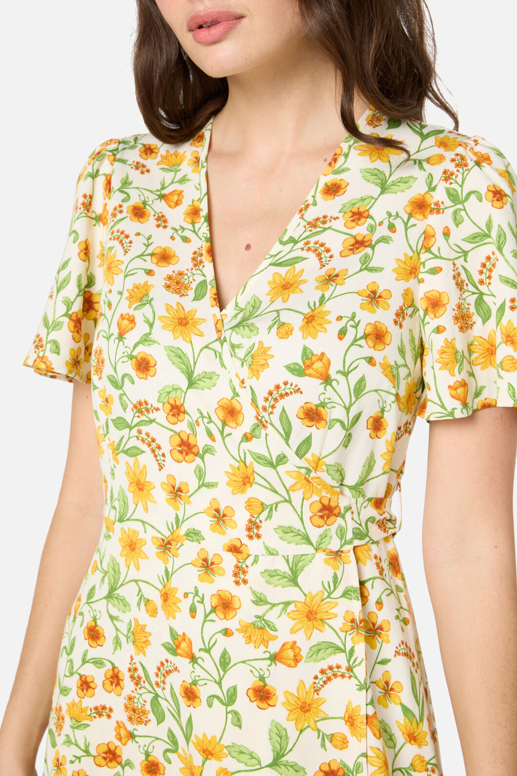 Princess Highway - Alyssa Floral Mini Wrap Dress - cream