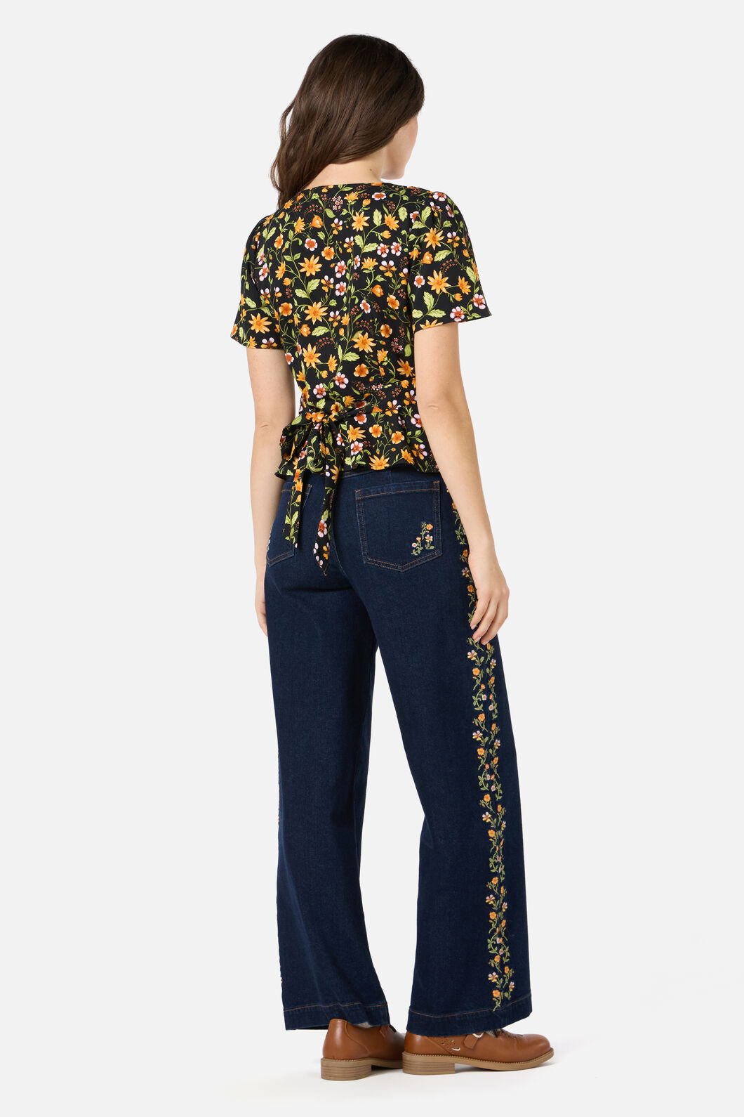 Princess Highway - Alyssa Floral Peplum Top - black