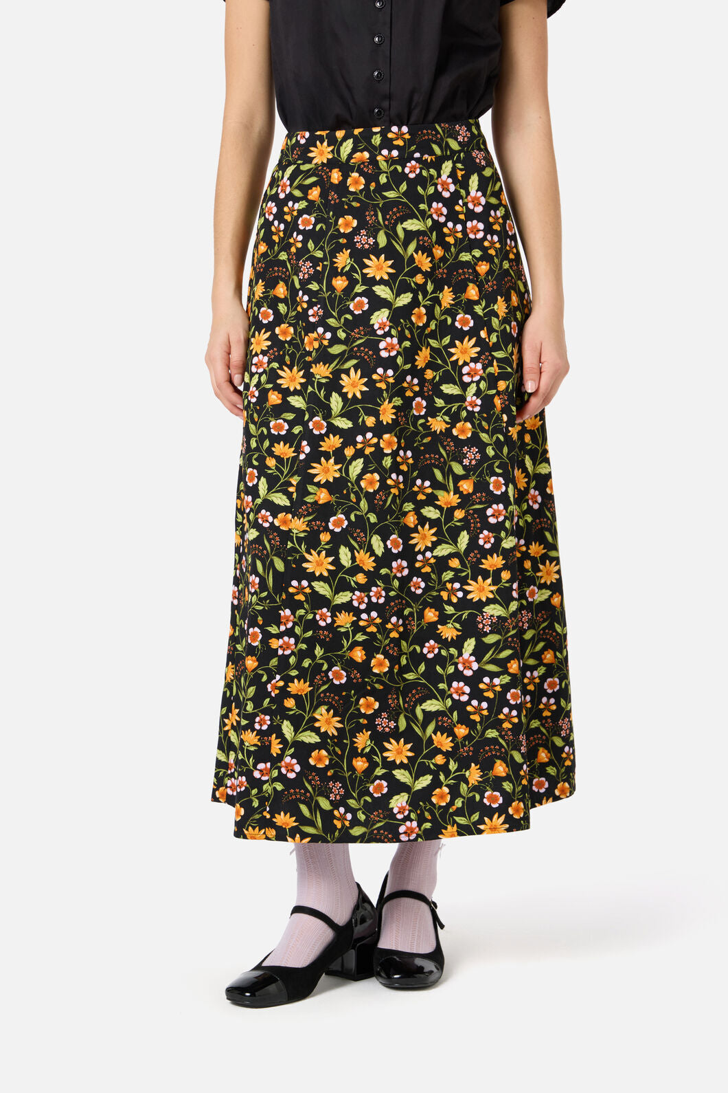 Princess Highway - Alyssa Floral Midi Skirt - black