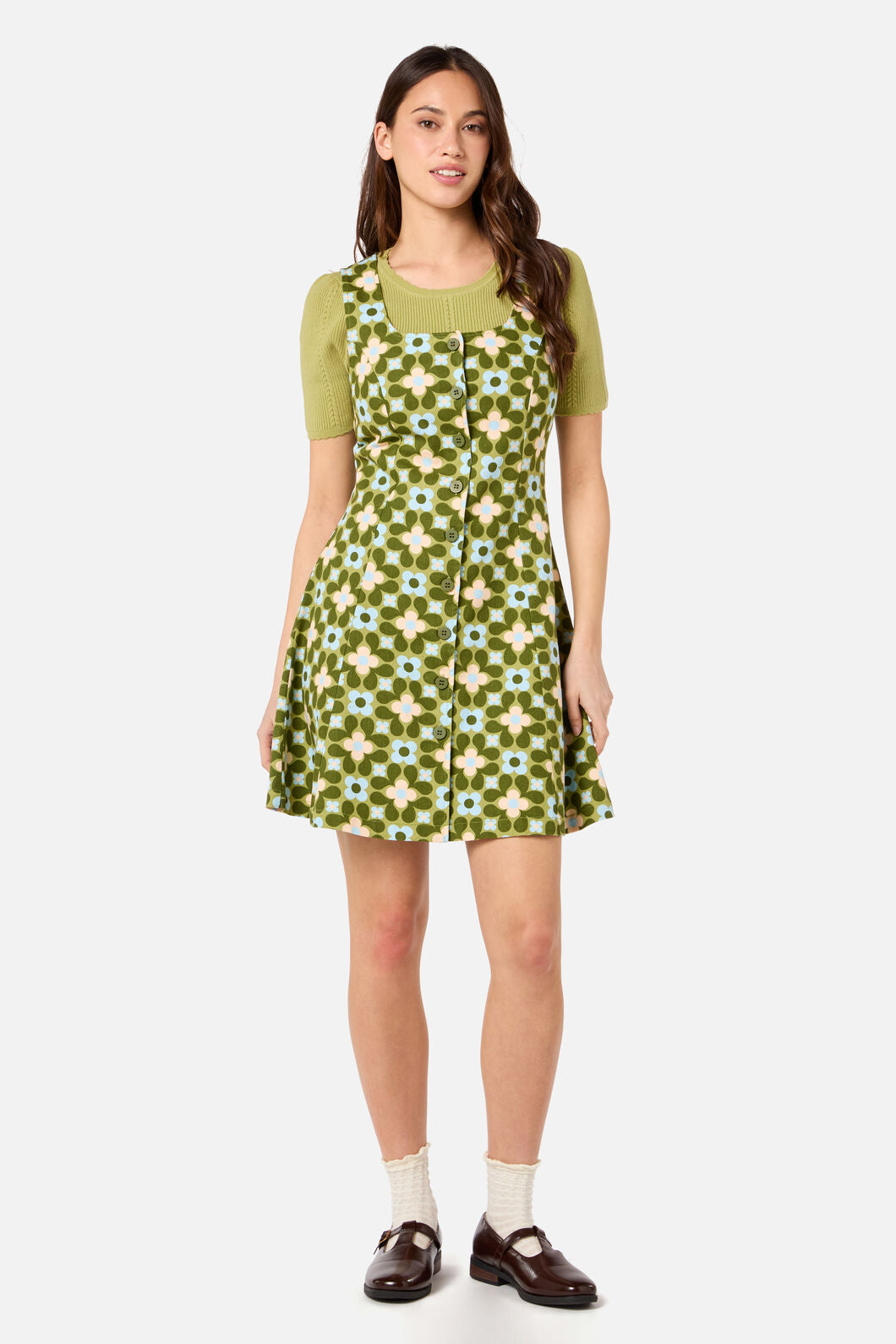 Princess Highway - Ginny 60's Mini Pinafore - green